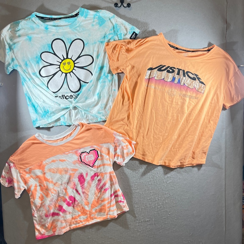 1221 | Justice Plus Tie Dye Graphic Tops Pants 5pc Bundle Orange Pink XL 16/18